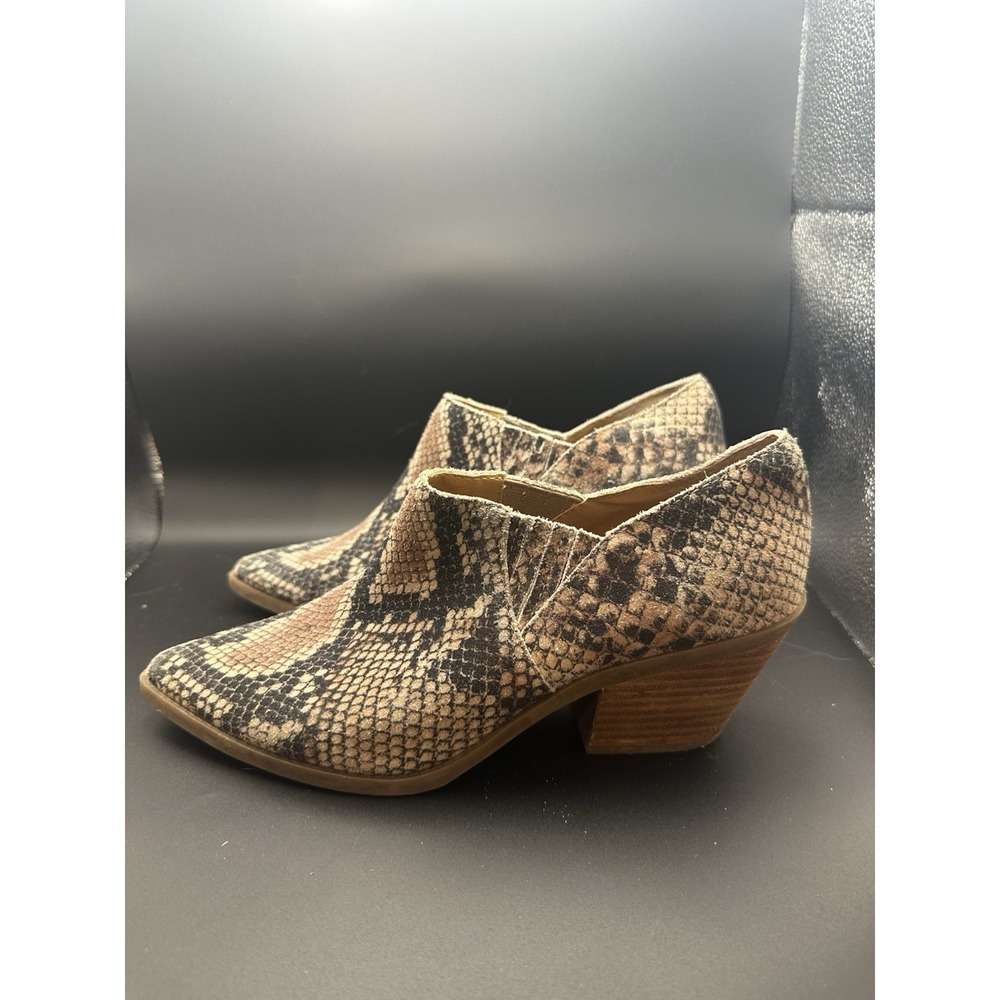 Lucky Brand‎ Tabea Boot Pointed Block Heel Snakeskin Womens Size 7.5